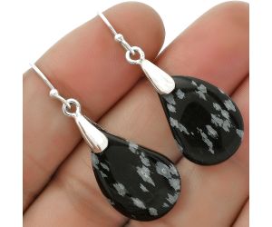 Natural Snow Flake Obsidian Earrings SDE66461 E-1214, 14x21 mm