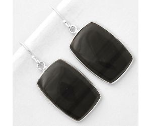 Natural Black Lace Obsidian Earrings SDE66873 E-1001, 15x23 mm