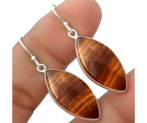 Natural Brown Fluorite Earrings SDE66978 E-1001, 13x26 mm