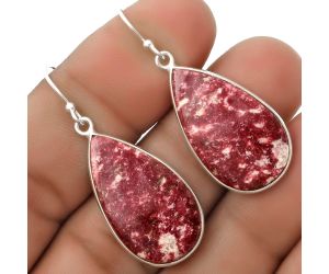 Natural Pink Thulite - Norway Earrings SDE67027 E-1001, 16x27 mm