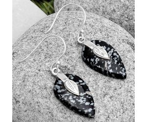 Natural Snow Flake Obsidian Earrings SDE67190 E-1137, 13x22 mm