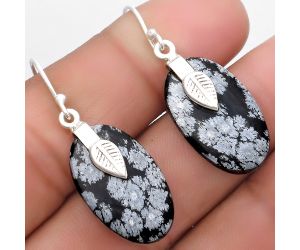 Natural Snow Flake Obsidian Earrings SDE67201 E-1137, 13x22 mm