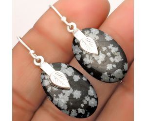 Natural Snow Flake Obsidian Earrings SDE67218 E-1137, 13x22 mm