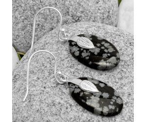 Natural Snow Flake Obsidian Earrings SDE67218 E-1137, 13x22 mm