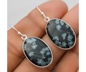 Natural Snow Flake Obsidian Earrings SDE67515 E-1001, 14x21 mm