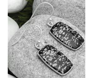 Natural Snow Flake Obsidian Earrings SDE67521 E-1001, 14x23 mm