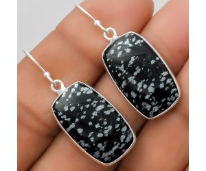 Natural Snow Flake Obsidian Earrings SDE67561 E-1001, 13x22 mm
