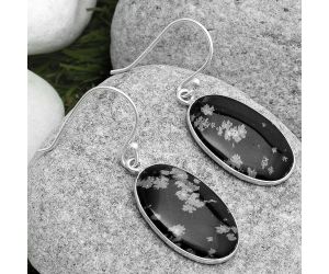Natural Snow Flake Obsidian Earrings SDE67566 E-1001, 14x22 mm