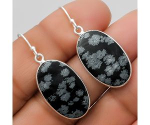 Natural Snow Flake Obsidian Earrings SDE67581 E-1001, 14x23 mm