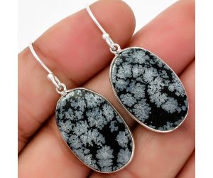 Natural Snow Flake Obsidian Earrings SDE67680 E-1001, 14x24 mm