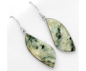Natural Tree Weed Moss Agate - India Earrings SDE67716 E-1001, 13x30 mm