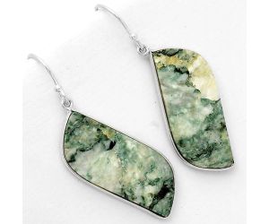 Natural Tree Weed Moss Agate - India Earrings SDE67720 E-1001, 14x33 mm