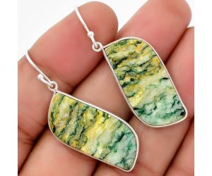 Natural Tree Weed Moss Agate - India Earrings SDE67721 E-1001, 13x30 mm