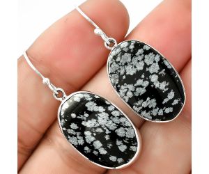 Natural Snow Flake Obsidian Earrings SDE68667 E-1001, 14x21 mm
