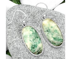 Natural Tree Weed Moss Agate - India Earrings SDE68702 E-1001, 14x25 mm