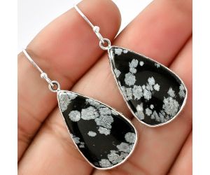 Natural Snow Flake Obsidian Earrings SDE68844 E-1001, 15x25 mm