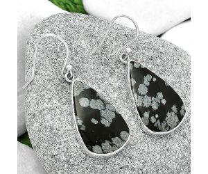Natural Snow Flake Obsidian Earrings SDE68844 E-1001, 15x25 mm