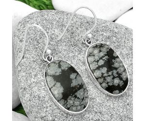 Natural Snow Flake Obsidian Earrings SDE68845 E-1001, 14x24 mm