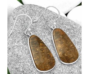 Natural Palm Root Fossil Agate Earrings SDE69026 E-1001, 14x25 mm