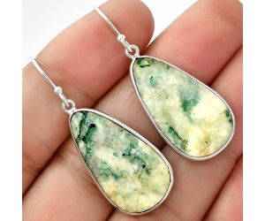 Natural Tree Weed Moss Agate - India Earrings SDE69056 E-1001, 15x27 mm