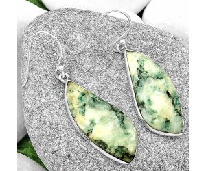 Natural Tree Weed Moss Agate - India Earrings SDE69057 E-1001, 13x31 mm