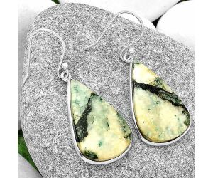 Natural Tree Weed Moss Agate - India Earrings SDE69059 E-1001, 16x26 mm