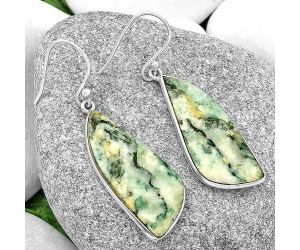 Natural Tree Weed Moss Agate - India Earrings SDE69064 E-1001, 13x31 mm