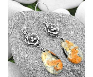 Floral - Maligano Jasper - Indonesia Earrings SDE69275 E-1237, 12x22 mm