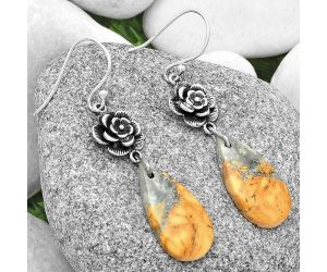 Floral - Maligano Jasper - Indonesia Earrings SDE69276 E-1237, 11x23 mm