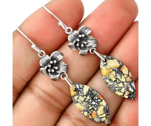 Floral - Maligano Jasper - Indonesia Earrings SDE69277 E-1237, 10x21 mm