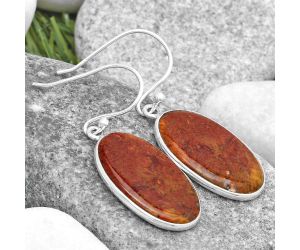 Natural Red Moss Agate Earrings SDE69345 E-1001, 14x23 mm