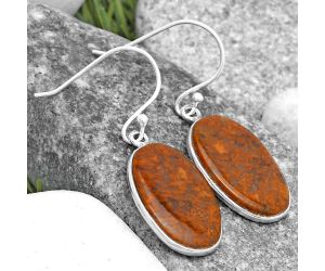 Natural Red Moss Agate Earrings SDE69577 E-1001, 13x21 mm