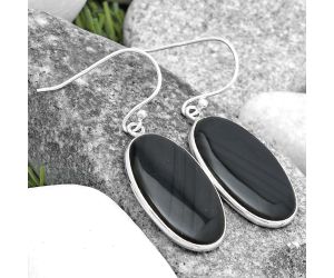 Natural Black Lace Obsidian Earrings SDE69681 E-1001, 15x25 mm