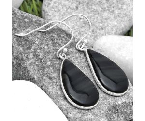 Natural Black Lace Obsidian Earrings SDE69686 E-1001, 14x25 mm