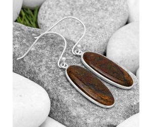 Natural Red Moss Agate Earrings SDE69727 E-1001, 11x25 mm