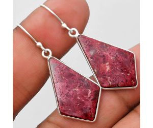 Natural Pink Thulite - Norway Earrings SDE69751 E-1001, 16x26 mm