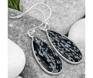 Natural Snow Flake Obsidian Earrings SDE69954 E-1001, 14x26 mm