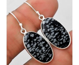 Natural Snow Flake Obsidian Earrings SDE70042 E-1001, 12x22 mm