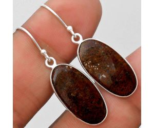 Natural Red Moss Agate Earrings SDE70055 E-1001, 11x22 mm