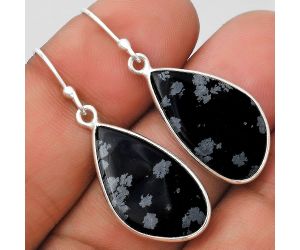 Natural Snow Flake Obsidian Earrings SDE70064 E-1001, 13x22 mm