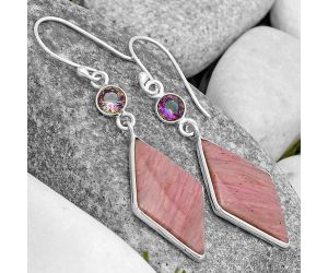 Pink Tulip Quartz & Mystic Topaz Earrings SDE70158 E-1002, 15x23 mm
