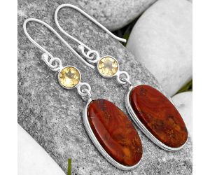 Natural Red Moss Agate & Citrine Earrings SDE70166 E-1002, 12x18 mm