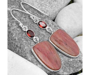 Natural Pink Tulip Quartz & Garnet Earrings SDE70218 E-1002, 15x21 mm