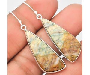 Natural Tree Weed Moss Agate - India Earrings SDE70403 E-1001, 13x32 mm
