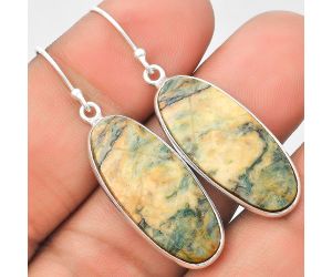 Natural Tree Weed Moss Agate - India Earrings SDE70411 E-1001, 12x28 mm