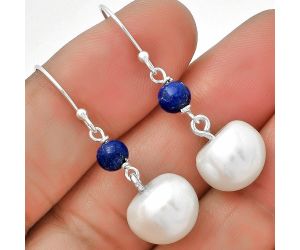 Fresh Water Pearl & Lapis Lazuli Earrings SDE70565 E-1010, 12x12 mm