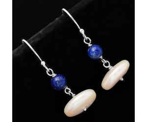 Fresh Water Pearl & Lapis Lazuli Earrings SDE70569 E-1009, 14x14 mm