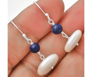 Fresh Water Pearl & Lapis Lazuli Earrings SDE70570 E-1009, 13x13 mm