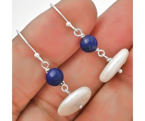 Fresh Water Pearl & Lapis Lazuli Earrings SDE70573 E-1009, 14x14 mm