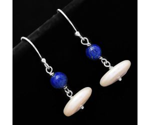 Fresh Water Pearl & Lapis Lazuli Earrings SDE70573 E-1009, 14x14 mm